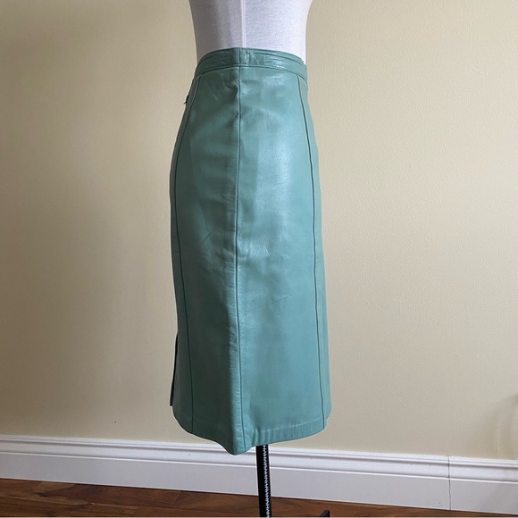 vintage danier leather turquoise skirt - Picture 7 of 11